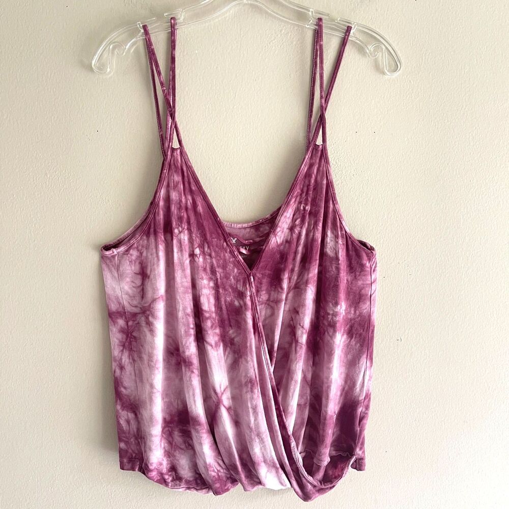 American Eagle Soft Sexy Overlap Tank Burgundy Tie Dye M Double Strap Sleeveless